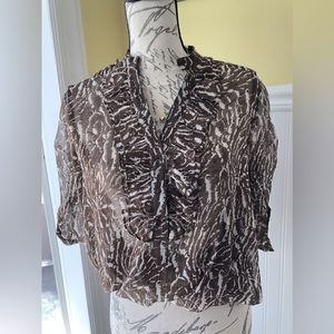 ANIMAL PRINT SHEER BLOUSE